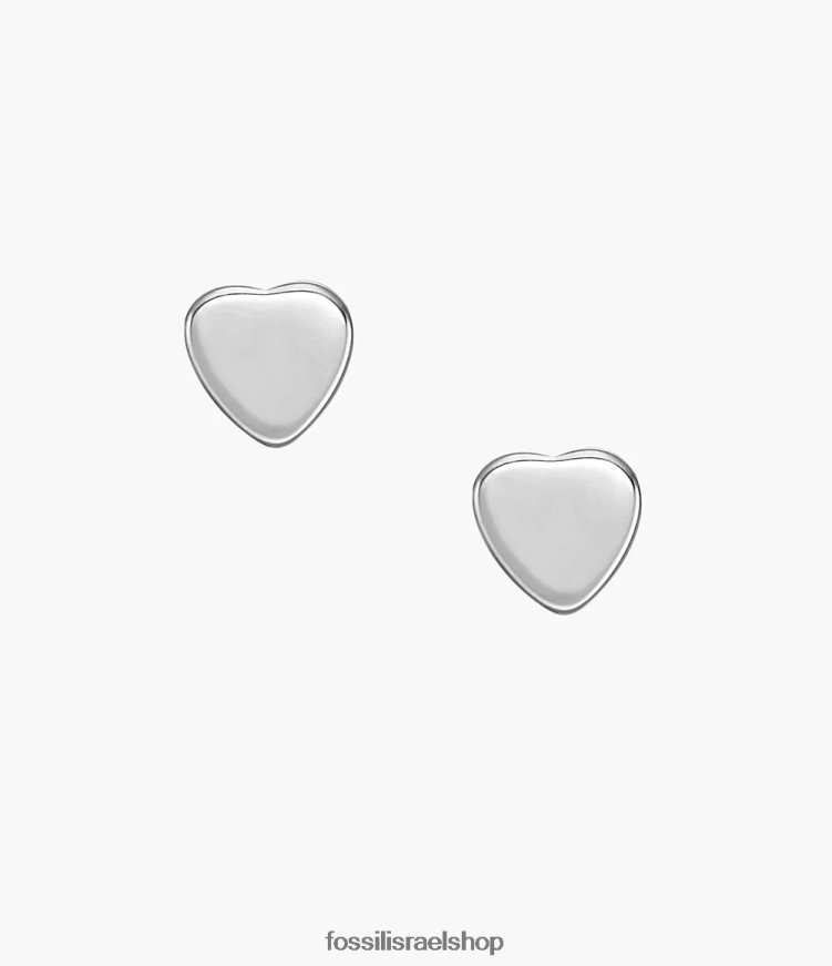 Fossil נשים לבבות עגילי נירוסטה צמודים L8J0B61069 תכשיט בגוון כסף