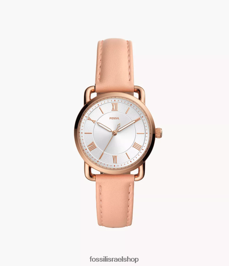 Fossil נשים שעון עור בעל שלוש ידיים של קופלנד L8J0B6108 שעון עָרוֹם