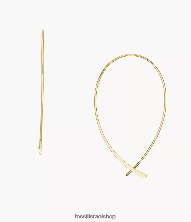 Fossil נשים כולם מוערמים עגילי חישוק לוחשת פליז L8J0B61080 תכשיט גוון זהב