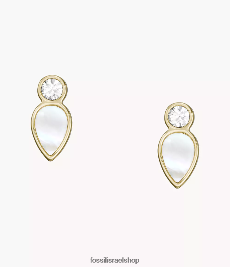 Fossil נשים עגילים צמודים עם דמעות L8J0B61084 תכשיט אם הפנינה הלבנה