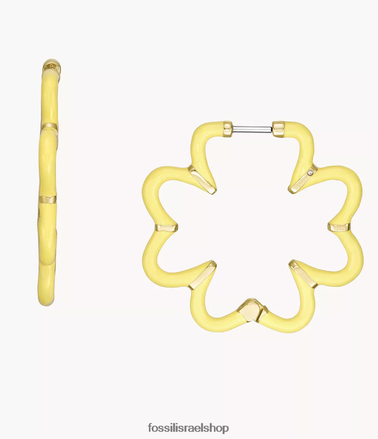 Fossil נשים עגילי חישוק מפלדת אל חלד בצבע פופ L8J0B61085 תכשיט גוון זהב