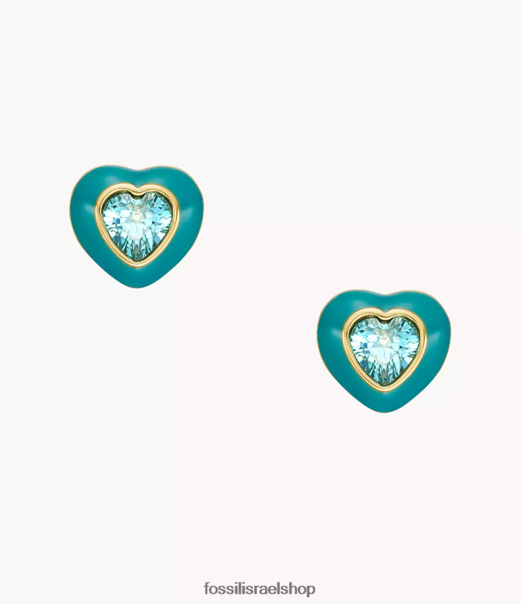 Fossil נשים עגילי לב צמודים בצבע פופ L8J0B61086 תכשיט כְּחוֹל