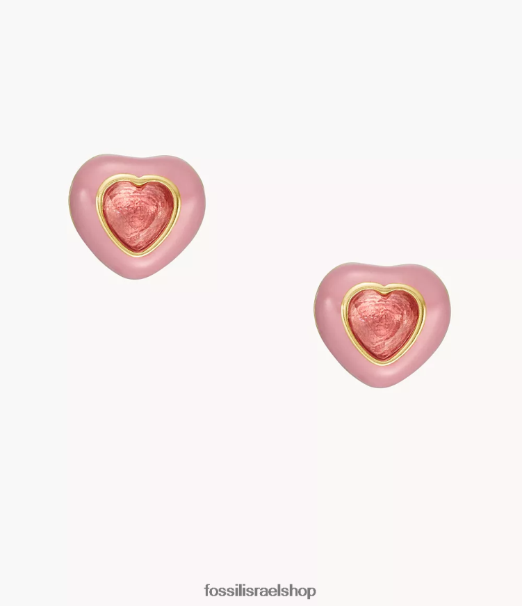 Fossil נשים עגילי לב צמודים בצבע פופ L8J0B61088 תכשיט וָרוֹד