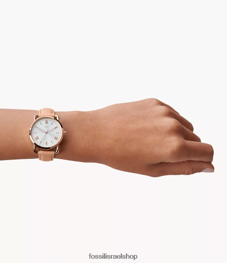 Fossil נשים שעון עור בעל שלוש ידיים של קופלנד L8J0B6108 שעון עָרוֹם