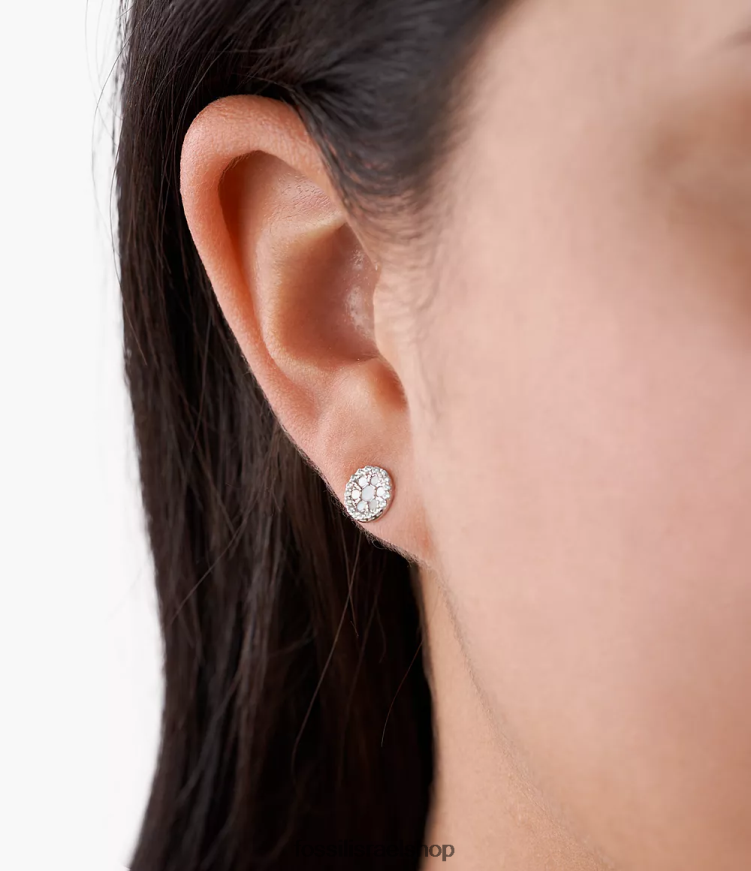 Fossil נשים עגילי אליוט סטרלינג צמודים L8J0B61090 תכשיט אם הפנינה