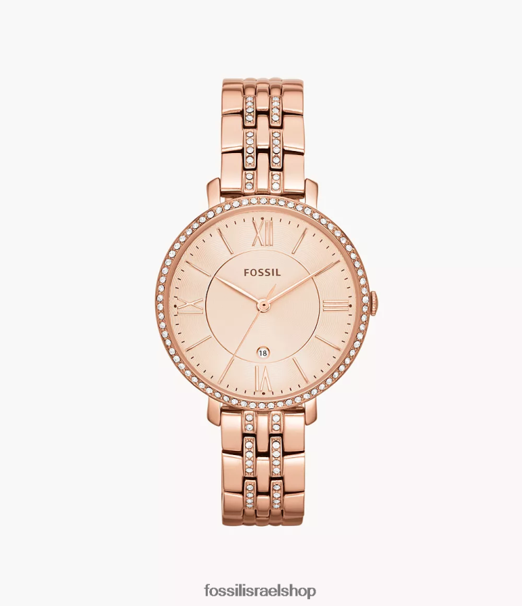 Fossil נשים שעון ז'קלין נירוסטה L8J0B6111 שעון בגוון ורדרד