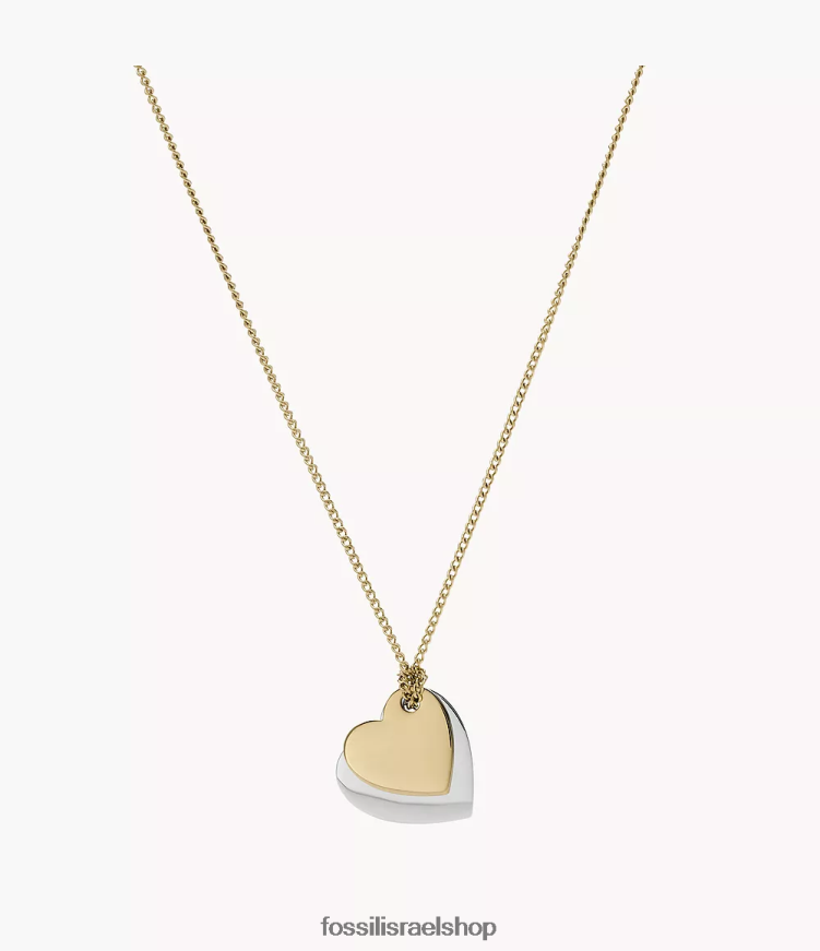 Fossil נשים שרשרת לב מנירוסטה ליין ליין L8J0B61135 תכשיט דו-גוני