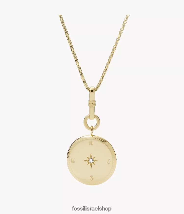 Fossil נשים שרשרת תליון מפלדת אל חלד כוונות ג'ורג'יה לראש השנה L8J0B61139 תכשיט גוון זהב