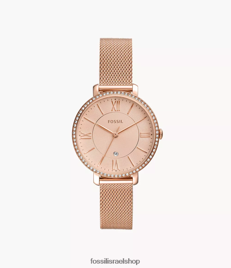 Fossil נשים שעון נירוסטה בעל שלוש ידיים של ג'קלין L8J0B6114 שעון בגוון זהב ורדרד
