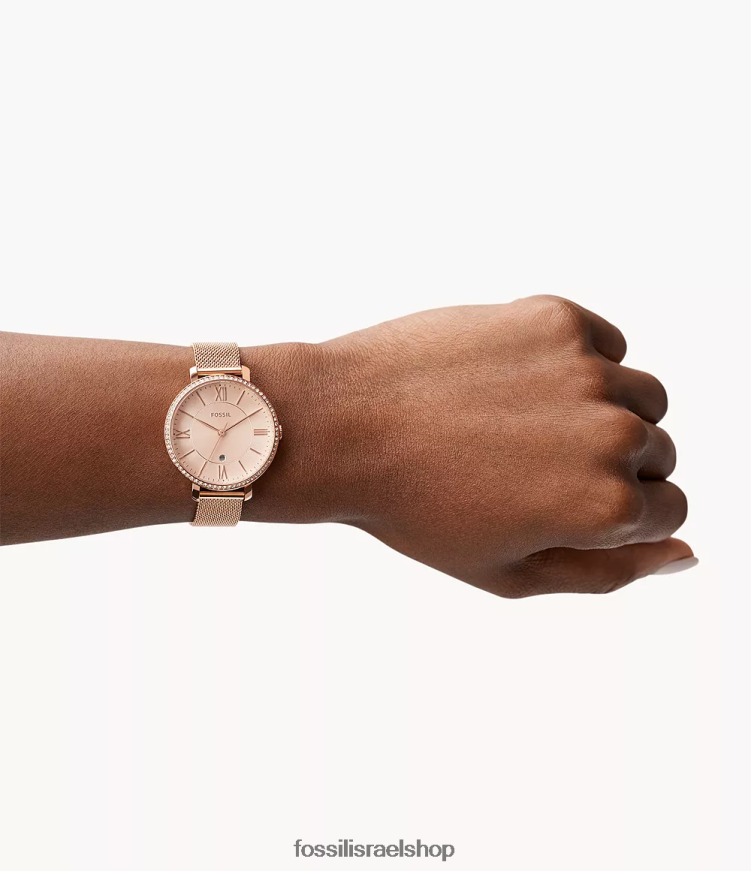 Fossil נשים שעון נירוסטה בעל שלוש ידיים של ג'קלין L8J0B6114 שעון בגוון זהב ורדרד