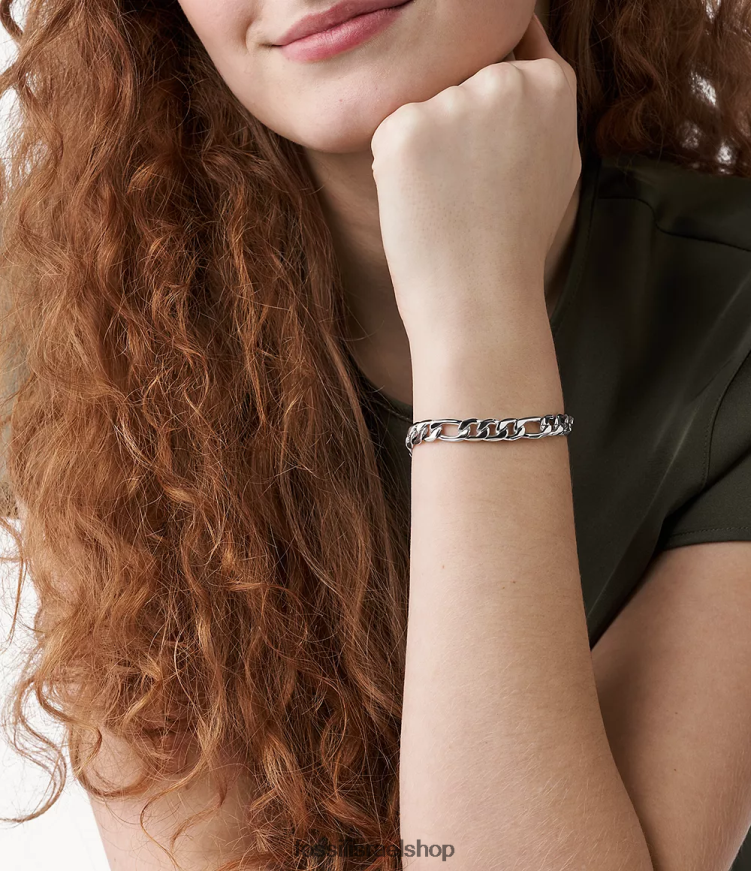 Fossil נשים רואן הו כל כך מקסים צמיד שרשרת נירוסטה L8J0B61161 תכשיט בגוון כסף