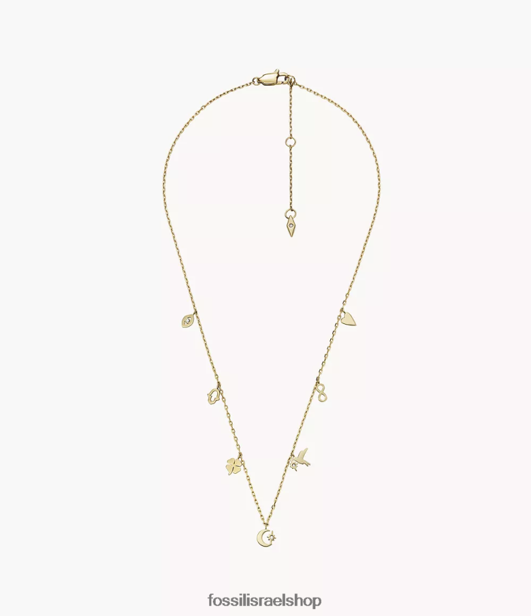 Fossil נשים שרשרת תחנת סאטון אייקונים מנירוסטה L8J0B61189 תכשיט זָהוּב