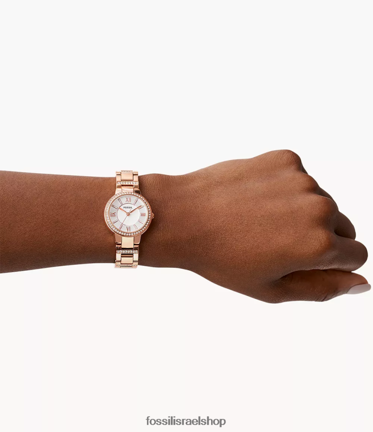 Fossil נשים שעון וירג'יניה מנירוסטה L8J0B6118 שעון בגוון ורדרד