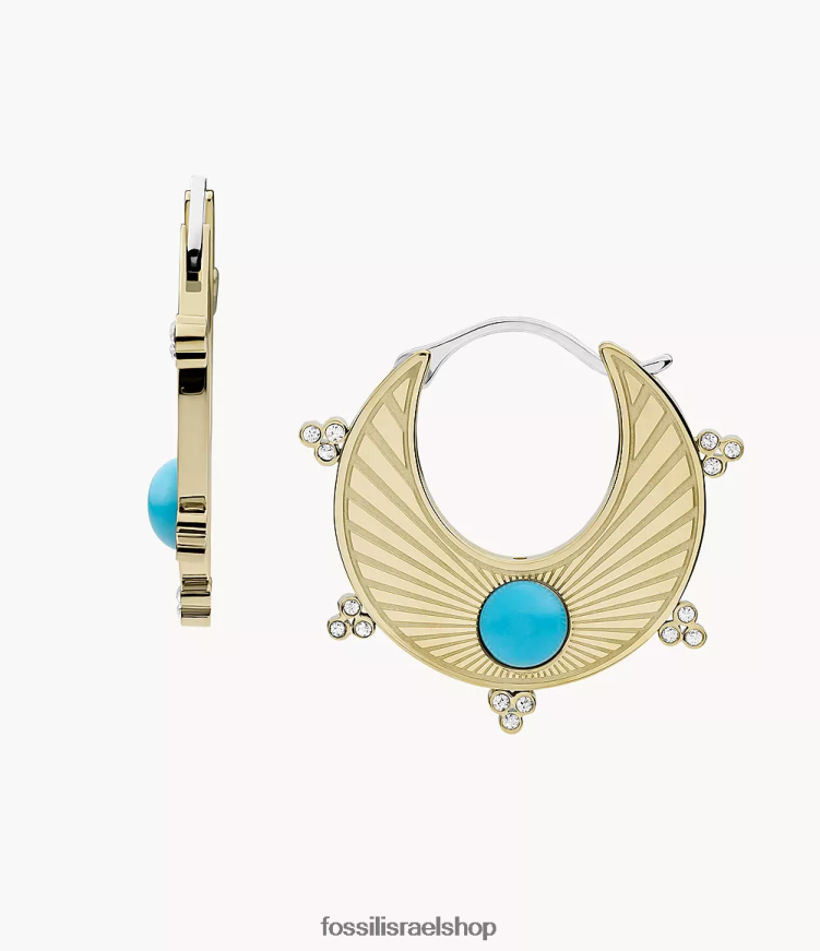 Fossil נשים עגילי טקסס סאן חישוק L8J0B61205 תכשיט טורקיז