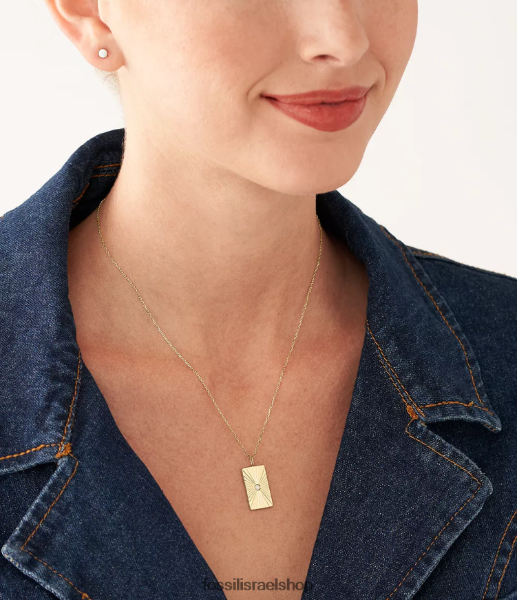 Fossil נשים סט שרשרת ועגילים אופל סינטטי אופל שמימי L8J0B61218 תכשיט גוון זהב