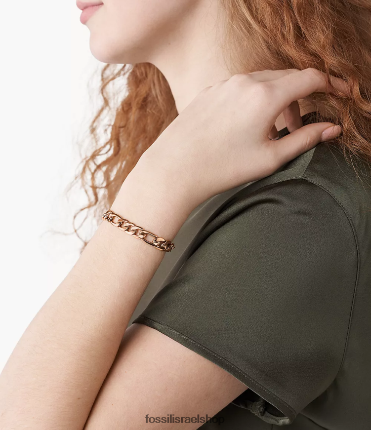 Fossil נשים רואן הו כל כך מקסים צמיד שרשרת נירוסטה L8J0B61234 תכשיט בגוון זהב ורדרד