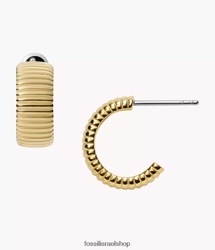 Fossil נשים עגילי חישוק נירוסטה וינטג' של גאורגיה L8J0B61241 תכשיט גוון זהב