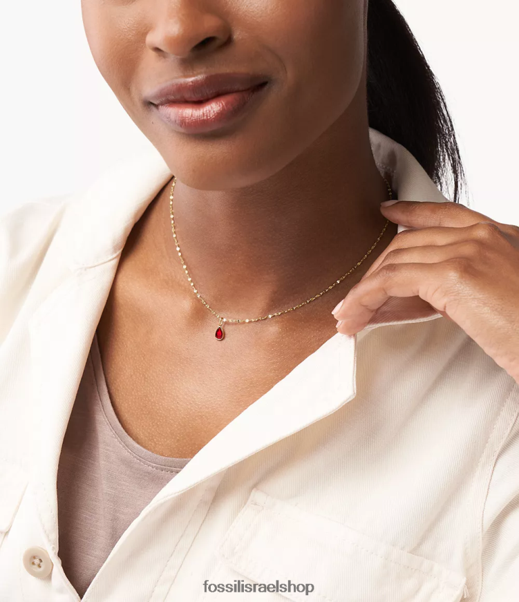 Fossil נשים קורה הו כל כך מקסים קסם אבן לידה של ינואר L8J0B61249 תכשיט גוון אדום