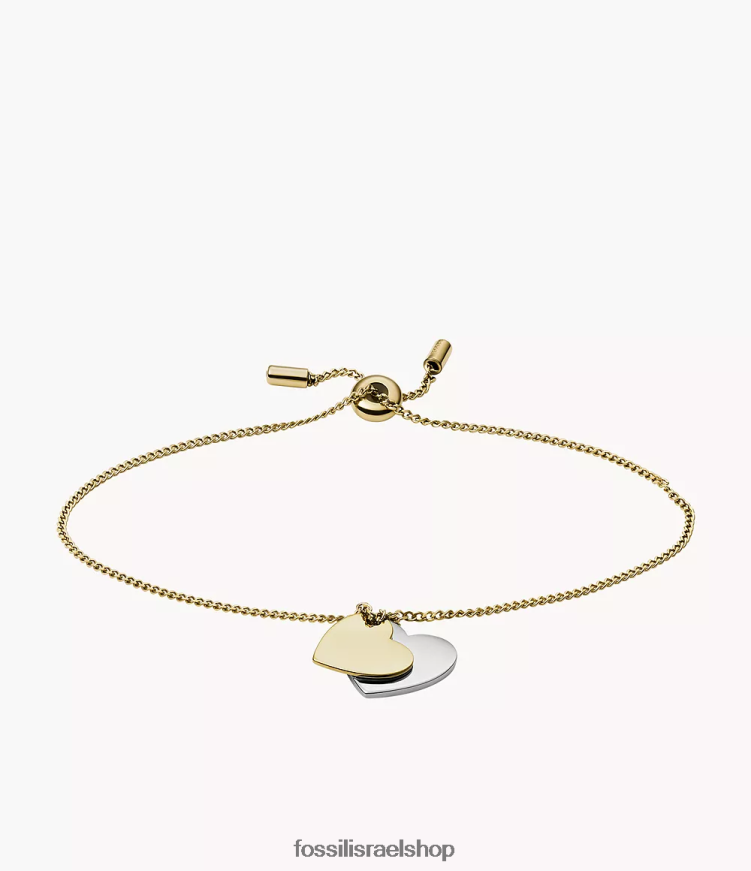 Fossil נשים צמיד שרשרת לב מנירוסטה ליין L8J0B61270 תכשיט דו-גוני