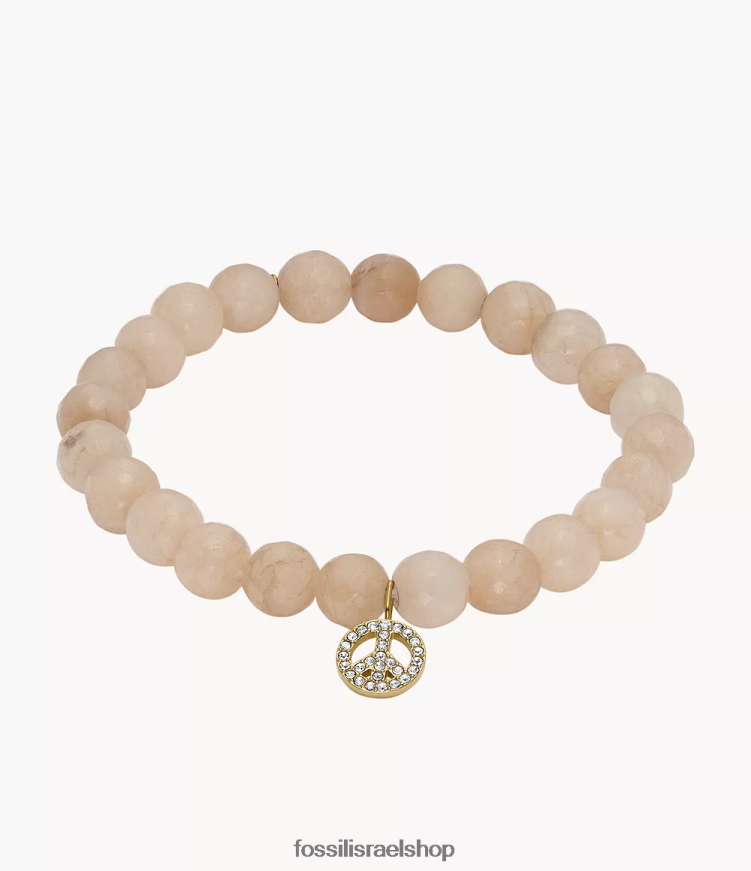 Fossil נשים סאטון צמיד חרוזי ירקן אפרסק מודרני וקסום L8J0B61305 תכשיט גוון זהב