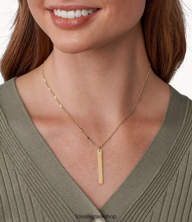 Fossil נשים שרשרת ליין בר נירוסטה L8J0B61309 תכשיט גוון זהב