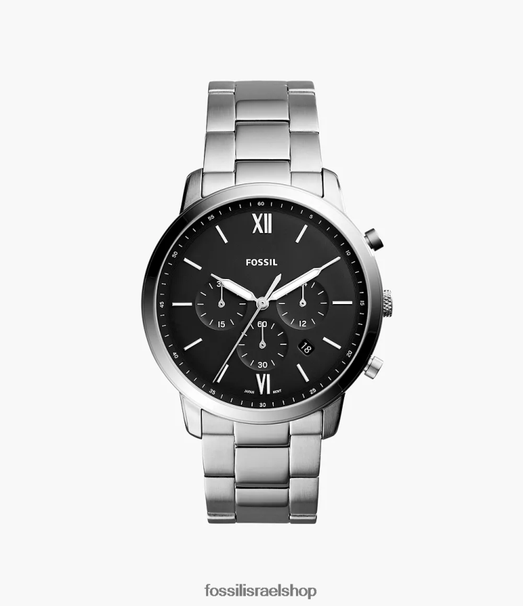 Fossil גברים שעון נייטרה כרונוגרף מנירוסטה L8J0B61338 שעון כסף