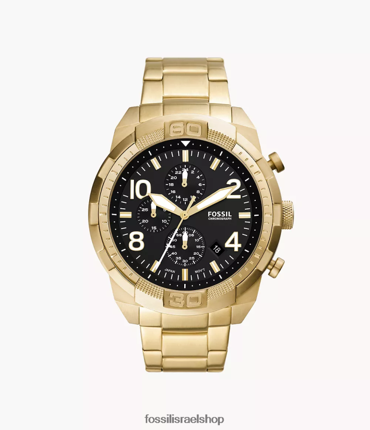Fossil גברים שעון ברונסון כרונוגרף נירוסטה L8J0B61339 שעון גוון זהב