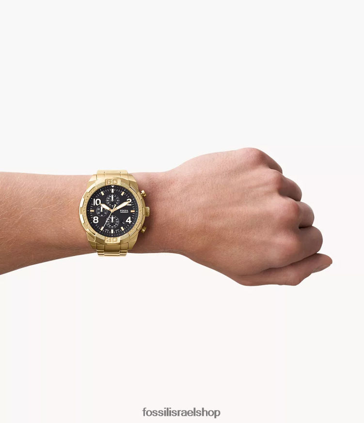 Fossil גברים שעון ברונסון כרונוגרף נירוסטה L8J0B61339 שעון גוון זהב