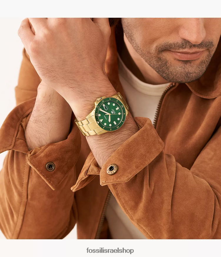 Fossil גברים שעון נירוסטה בעל תמר תלת ידיים L8J0B61350 שעון כְּחוֹל