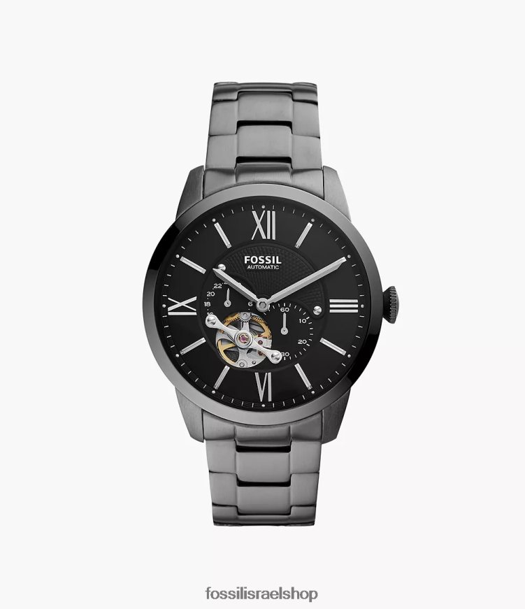 Fossil גברים שעון עירוני נירוסטה אוטומטי L8J0B61360 שעון עָשָׁן