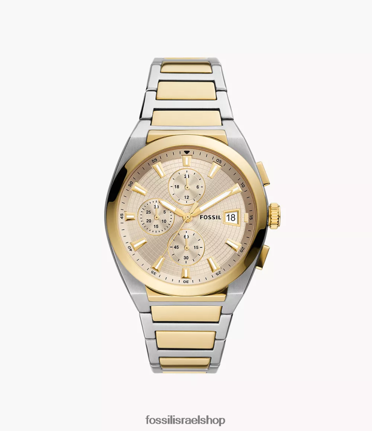 Fossil גברים שעון אוורט כרונוגרף מנירוסטה L8J0B61368 שעון דו-גוני