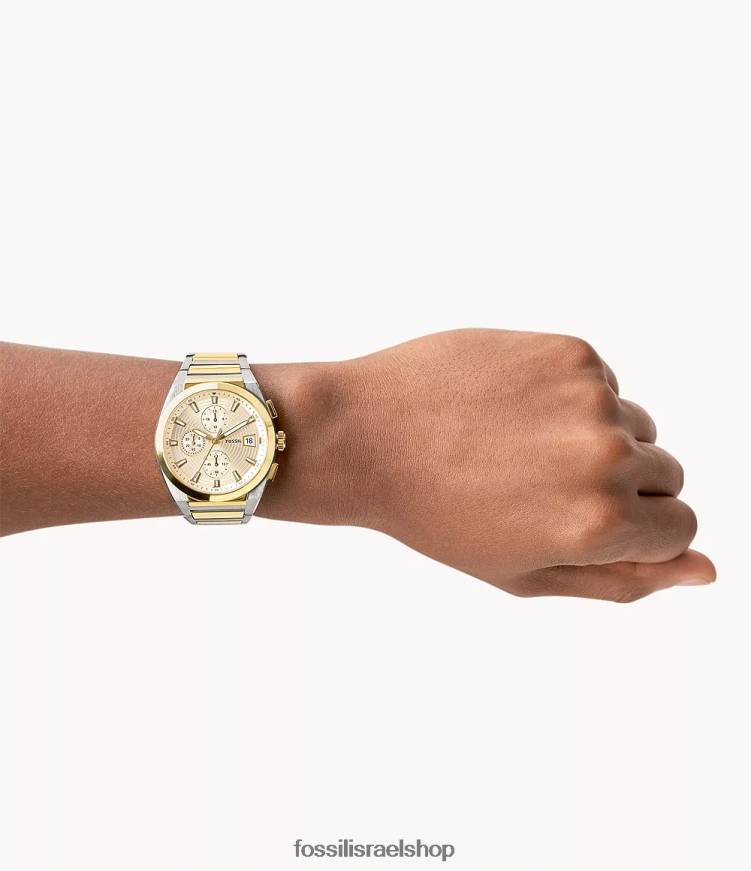 Fossil גברים שעון אוורט כרונוגרף מנירוסטה L8J0B61368 שעון דו-גוני