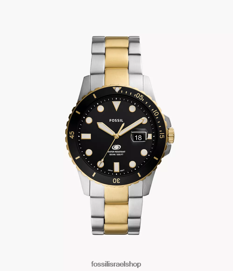 Fossil גברים שעון נירוסטה בעל תמר תלת ידיים L8J0B61369 שעון כְּחוֹל