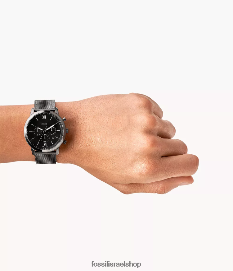 Fossil גברים שעון רשת נייטרה כרונוגרף מנירוסטה L8J0B61371 שעון עָשָׁן