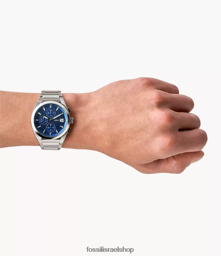 Fossil גברים שעון אוורט כרונוגרף מנירוסטה L8J0B61373 שעון בגוון כסף