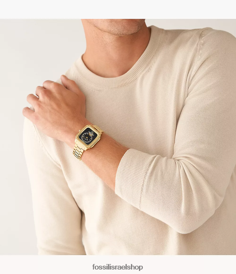 Fossil גברים שעון נירוסטה אוטומטי עם כיתוב L8J0B61375 שעון גוון זהב