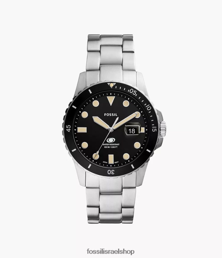 Fossil גברים שעון נירוסטה בעל תמר תלת ידיים L8J0B61378 שעון כְּחוֹל