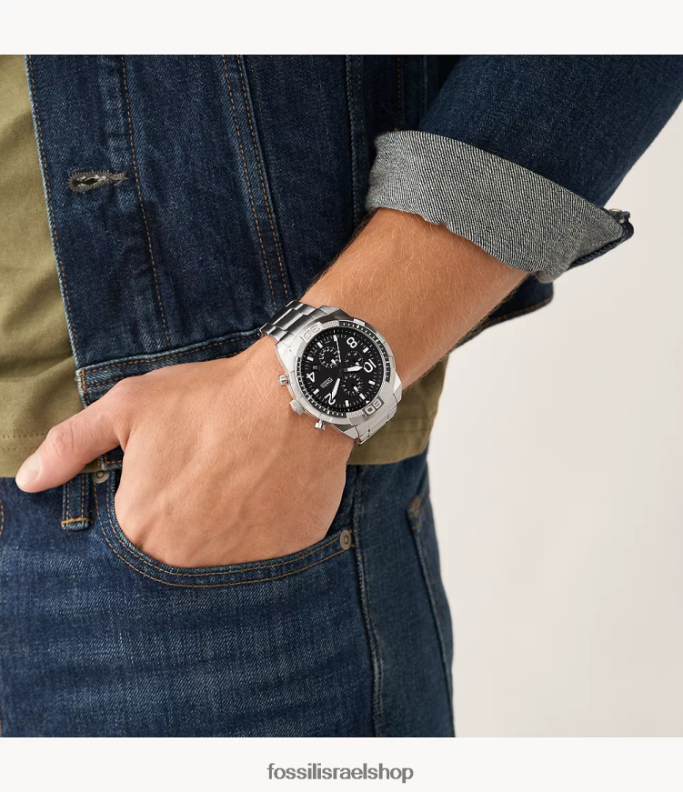 Fossil גברים סט שעון ברונזון כרונוגרף מנירוסטה ורצועה להחלפה L8J0B61380 שעון שָׁחוֹר