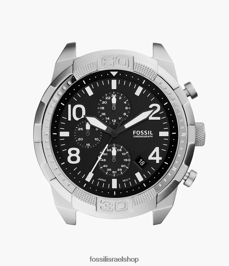 Fossil גברים מארז שעון ברונסון כרונוגרף מנירוסטה L8J0B61390 שעון בגוון כסף