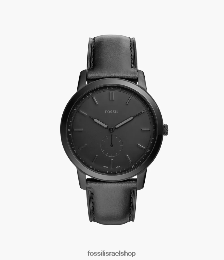 Fossil גברים שעון העור המינימליסטי בשתי ידיים L8J0B61399 שעון שָׁחוֹר