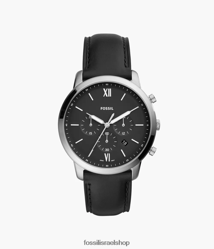 Fossil גברים שעון עור נייטרה כרונוגרף L8J0B61404 שעון שָׁחוֹר