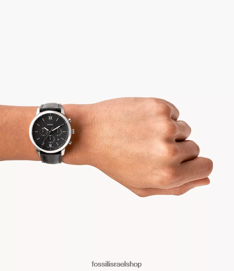 Fossil גברים שעון עור נייטרה כרונוגרף L8J0B61404 שעון שָׁחוֹר