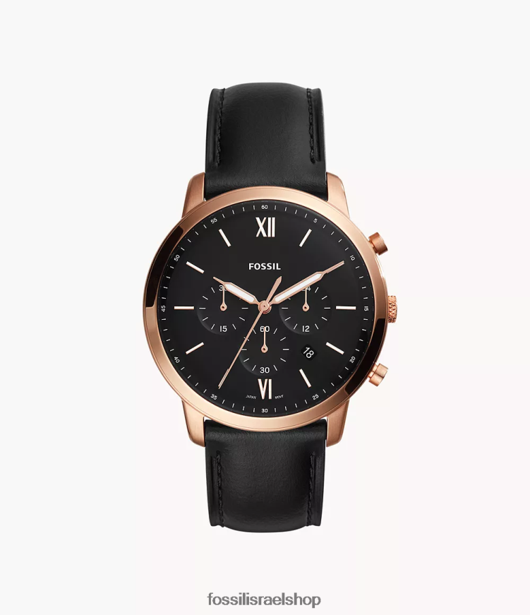 Fossil גברים שעון עור נייטרה כרונוגרף L8J0B61409 שעון שָׁחוֹר