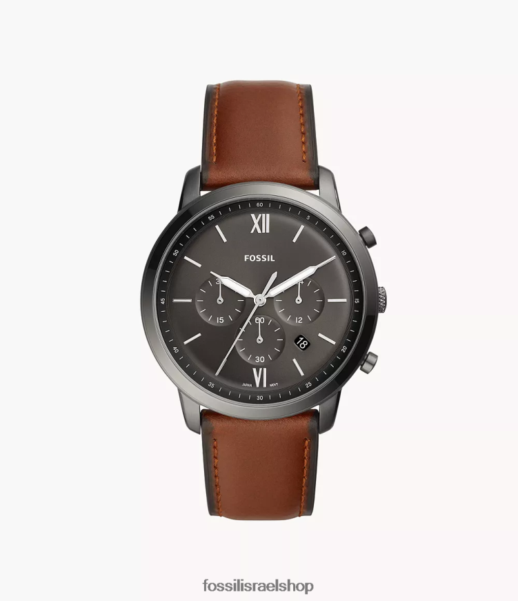 Fossil גברים שעון עור נייטרה כרונוגרף L8J0B61419 שעון עַנבָּר
