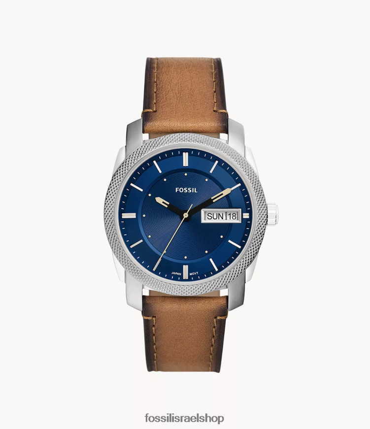 Fossil גברים מכונה שעון עור לייט-היד בעל שלוש ידיים L8J0B61420 שעון לְהִשְׁתַזֵף