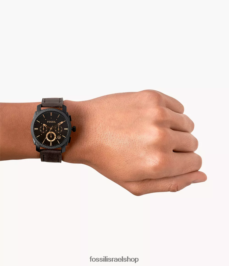 Fossil גברים מכונה שעון עור כרונוגרף בגודל בינוני L8J0B61435 שעון חום