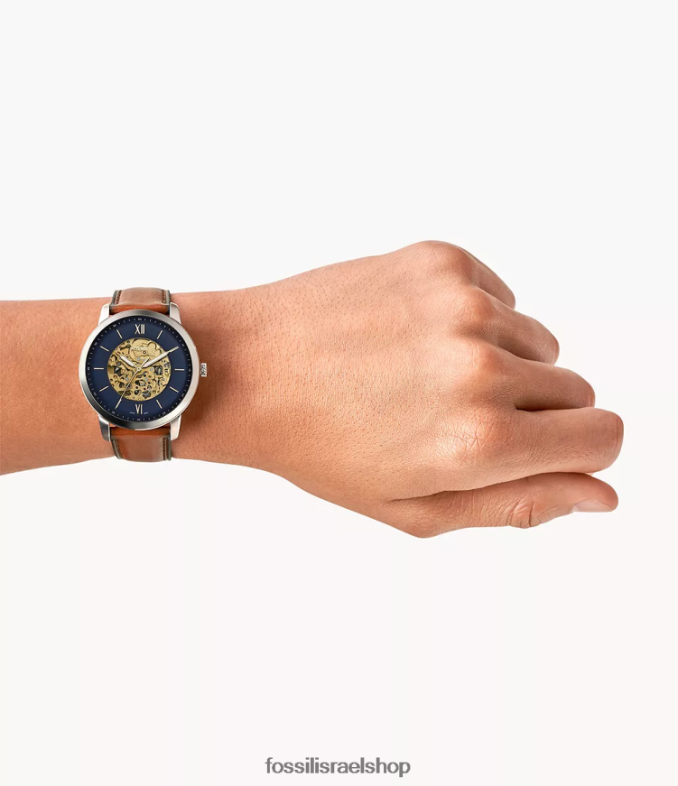 Fossil גברים שעון עור אוטומטי נייטרה L8J0B61441 שעון מטען