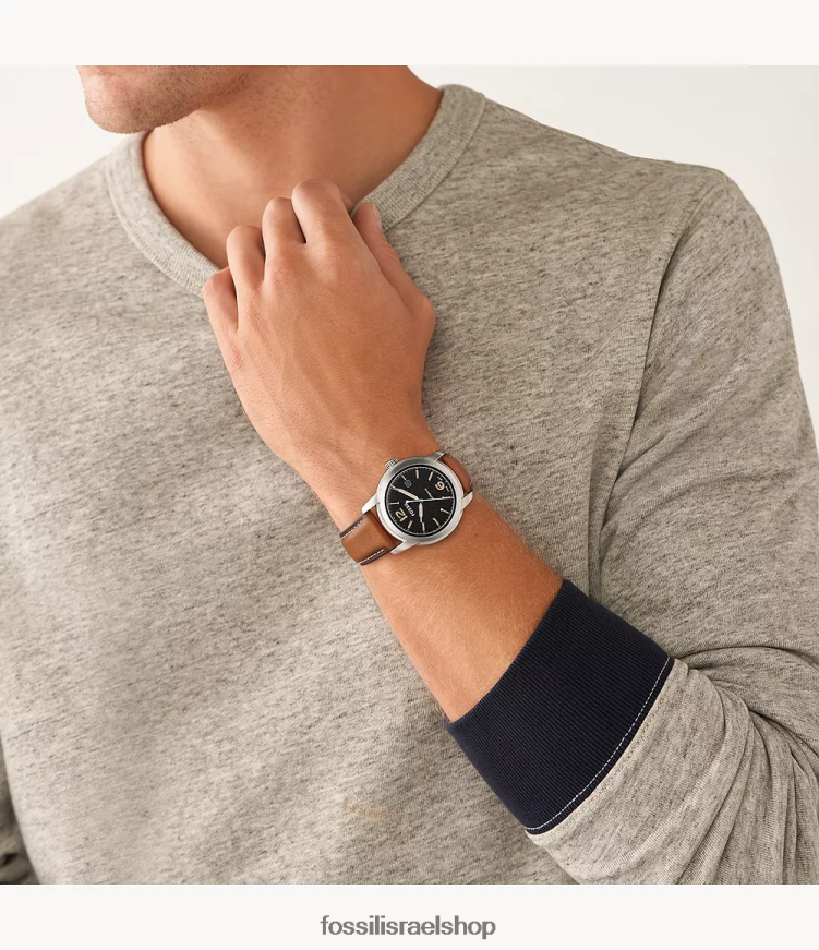 Fossil גברים שעון עור אוטומטי של מורשת L8J0B61452 שעון מטען