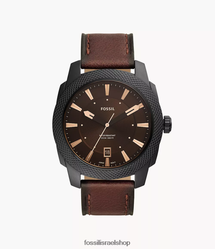Fossil גברים מכונה תלת ידיים שעון עור לייטהייד L8J0B61456 שעון חום כהה