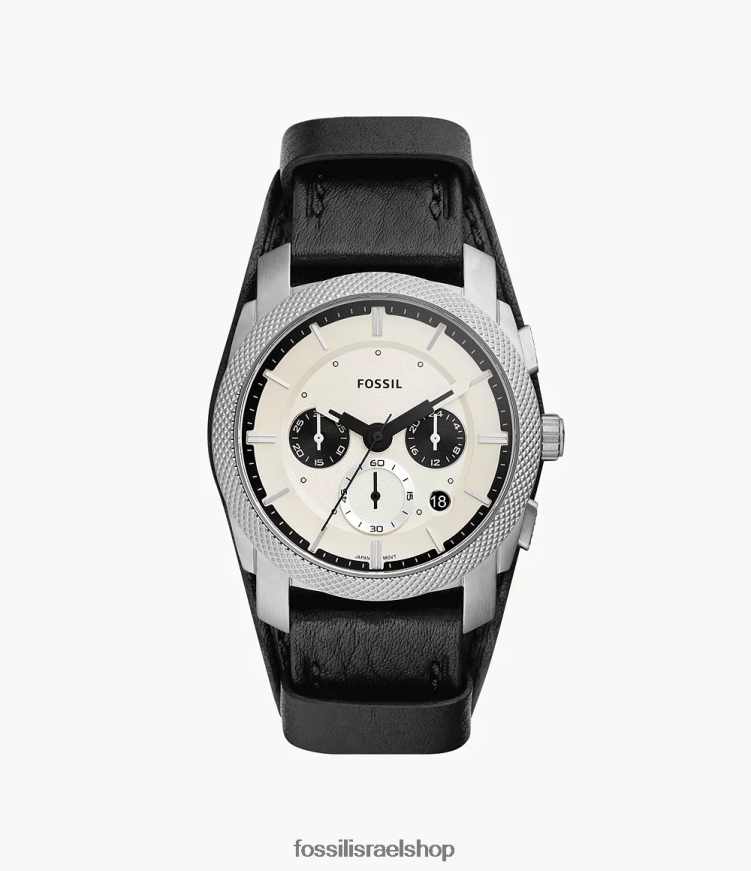 Fossil גברים מכונה כרונוגרף שעון עור לייטהייד L8J0B61458 שעון שָׁחוֹר